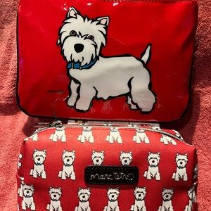 Marc Tetro Cosmetic Bag and Wristlet Westie Dog Print Red Set